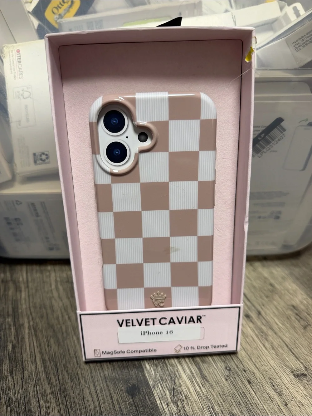 Velvet Caviar Pink Beige Checker iPhone 16 Case